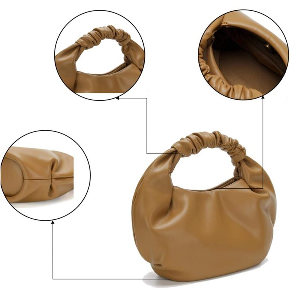 2600 Mini Hobo Tote Bags Soft Leather Clutch Purses Cloud-Shaped Top Handle - Picture 4 of 8